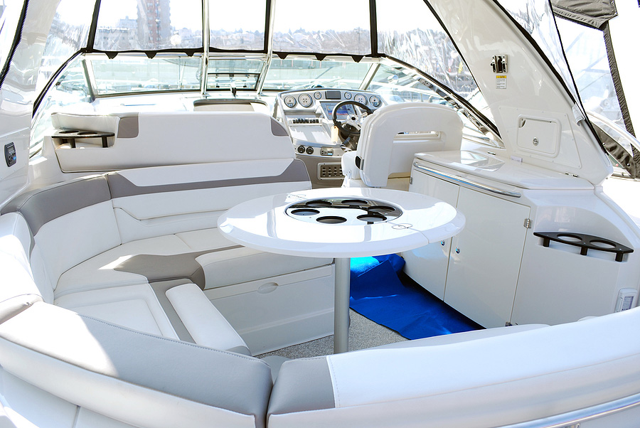 clean white yacht interior