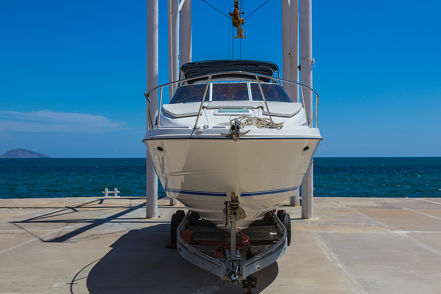 yacht being pulled out of water